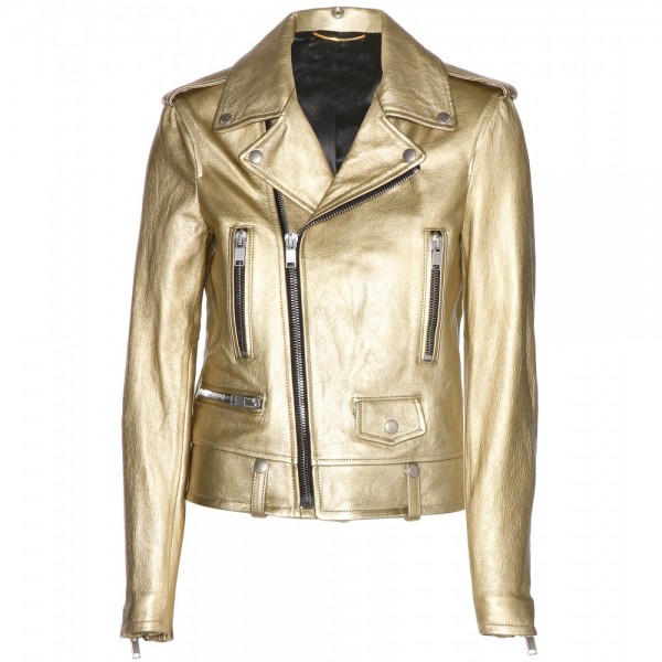 METALLIC-LEATHER BIKER JACKET